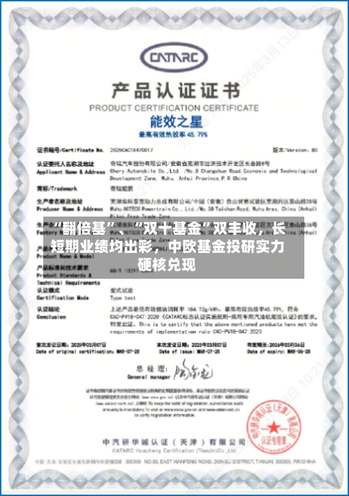 “翻倍基”、“双十基金”双丰收，长短期业绩均出彩，中欧基金投研实力硬核兑现-第3张图片