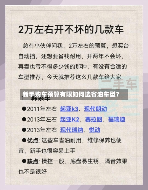 新手购车预算有限如何选省油车型？-第3张图片