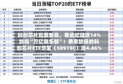 科创芯片批量新高	，寒武纪猛攻14%剑指“万亿俱乐部”！费率较低的科创芯片ETF华宝（589190）涨4.46%-第2张图片