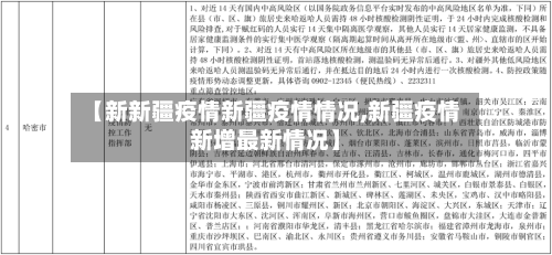 【新新疆疫情新疆疫情情况,新疆疫情新增最新情况】