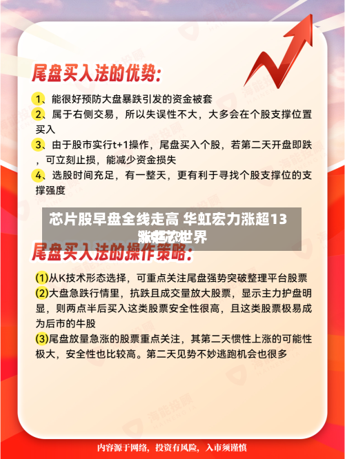 芯片股早盘全线走高 华虹宏力涨超13%中芯世界涨超7%