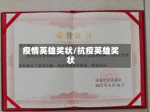 疫情英雄奖状/抗疫英雄奖状
