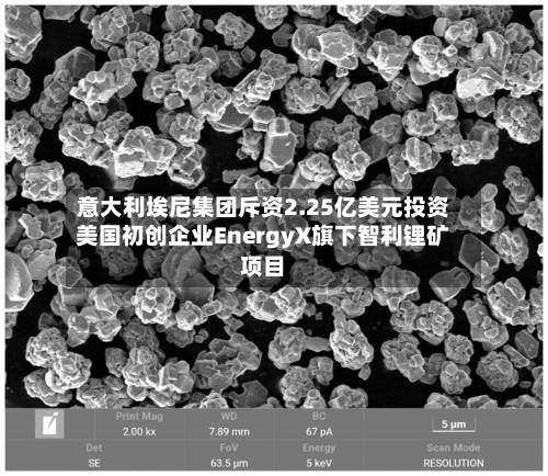 意大利埃尼集团斥资2.25亿美元投资美国初创企业EnergyX旗下智利锂矿项目