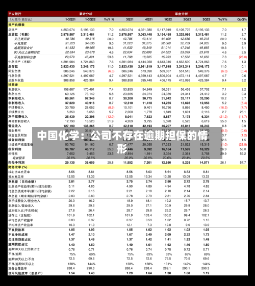 中国化学：公司不存在逾期担保的情形