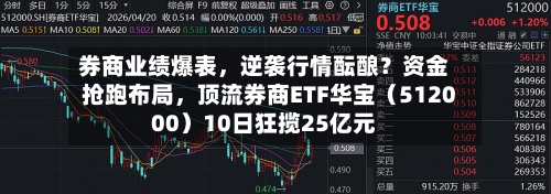 券商业绩爆表，逆袭行情酝酿？资金抢跑布局，顶流券商ETF华宝（512000）10日狂揽25亿元