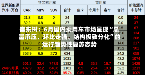 崔东树：6月国内乘用车市场呈现“总量承压	、环比走强、结构极致分化”的运行趋势性复苏态势-第2张图片