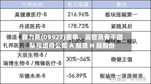 赛力斯(09927)董事、高管及骨干团队拟增持公司 A 股及 H 股股份