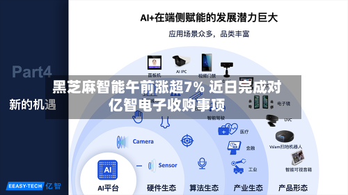 黑芝麻智能午前涨超7% 近日完成对亿智电子收购事项