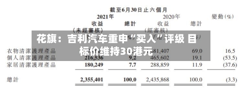 花旗：吉利汽车重申“买入”评级 目标价维持30港元-第2张图片