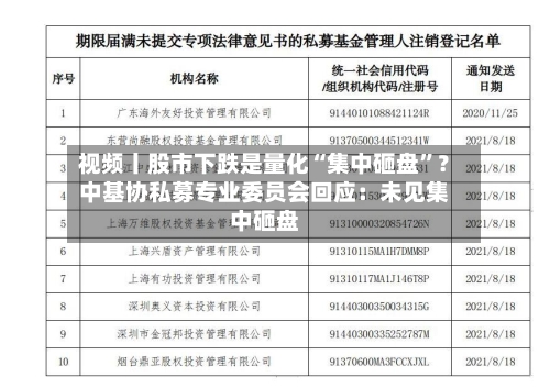 视频丨股市下跌是量化“集中砸盘”？中基协私募专业委员会回应：未见集中砸盘