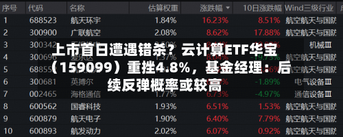 上市首日遭遇错杀？云计算ETF华宝（159099）重挫4.8%，基金经理：后续反弹概率或较高-第3张图片
