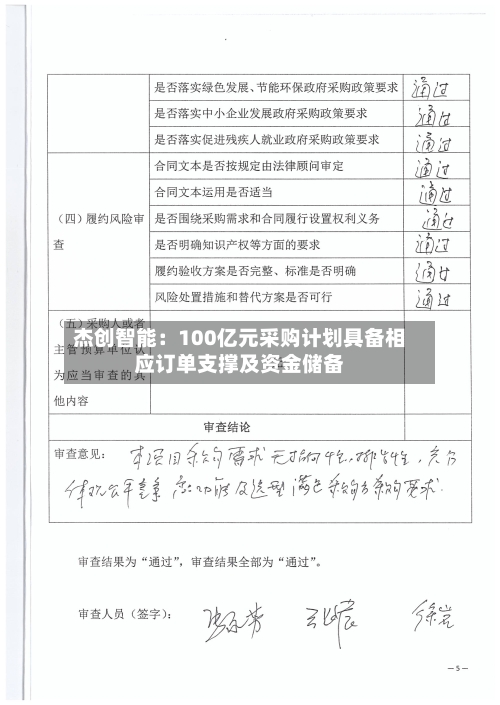 杰创智能：100亿元采购计划具备相应订单支撑及资金储备-第2张图片