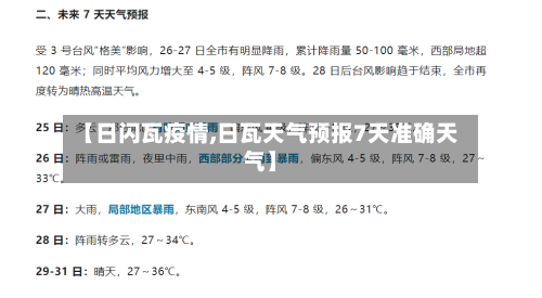 【日闪瓦疫情,日瓦天气预报7天准确天气】