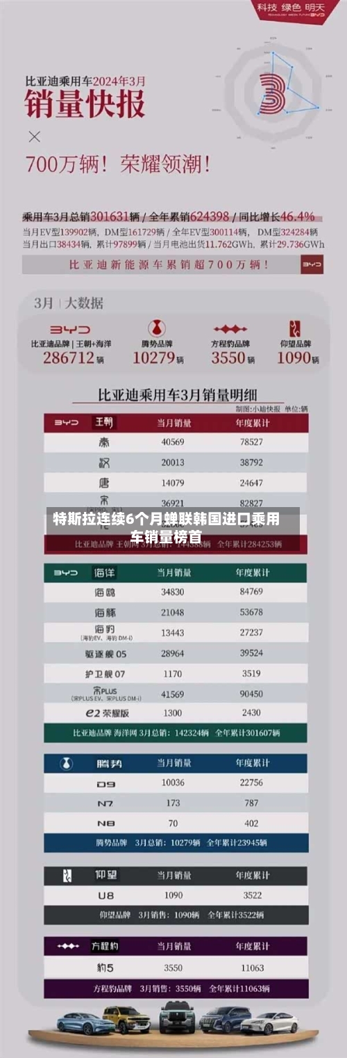 特斯拉连续6个月蝉联韩国进口乘用车销量榜首