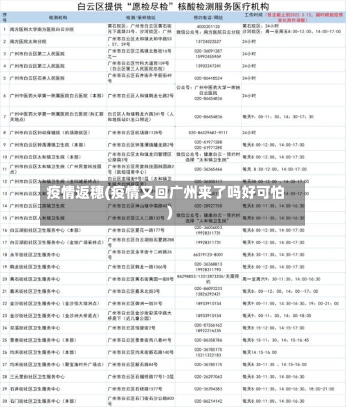 疫情返穗(疫情又回广州来了吗好可怕)