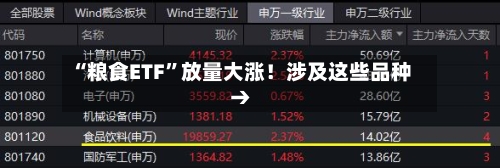 “粮食ETF”放量大涨！涉及这些品种→