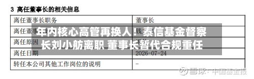 年内核心高管再换人！泰信基金督察长刘小舫离职 董事长暂代合规重任-第2张图片