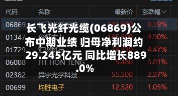 长飞光纤光缆(06869)公布中期业绩 归母净利润约29.245亿元 同比增长889.0%-第2张图片