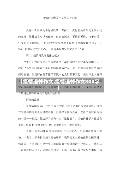 【疫情追悼作文,疫情追悼作文800字】