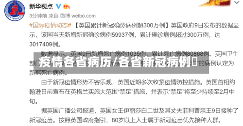 疫情各省病历/各省新冠病例數