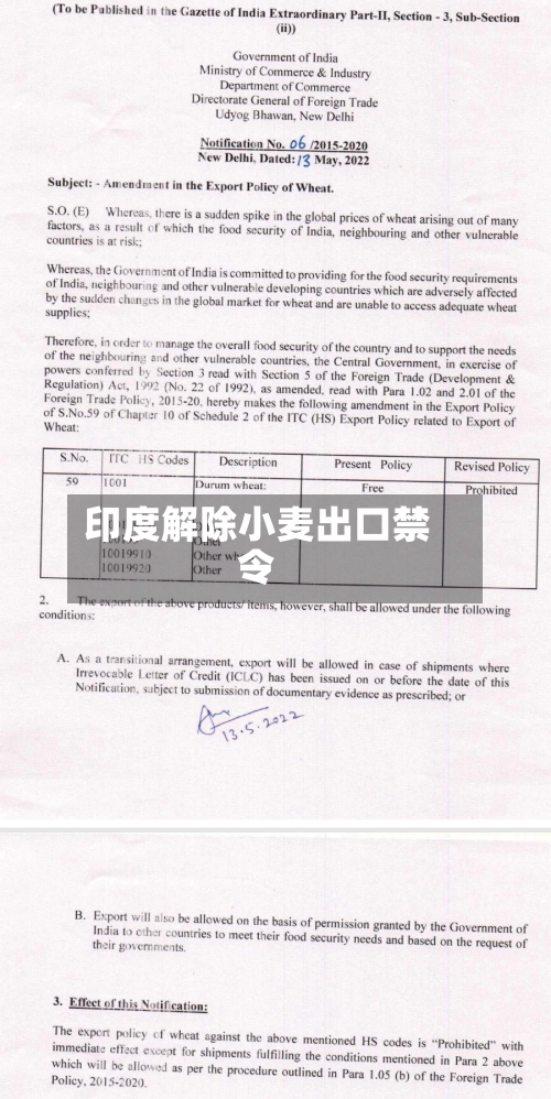 印度解除小麦出口禁令-第2张图片