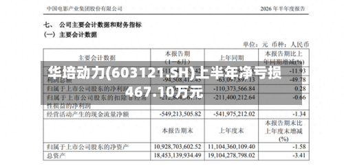华培动力(603121.SH)上半年净亏损467.10万元