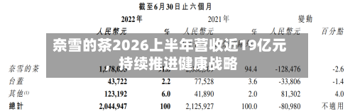 奈雪的茶2026上半年营收近19亿元，持续推进健康战略-第2张图片